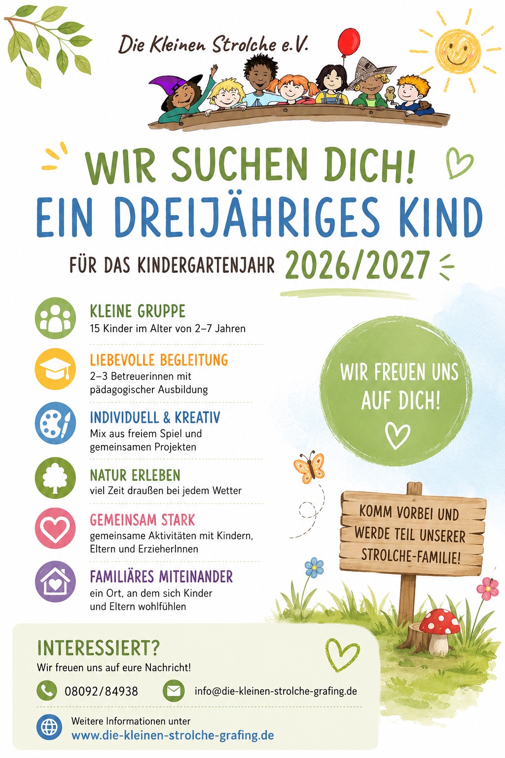 Wir suchen dich: Ein dreijähriges Kind für das Kindergartenjahr 2026/2027